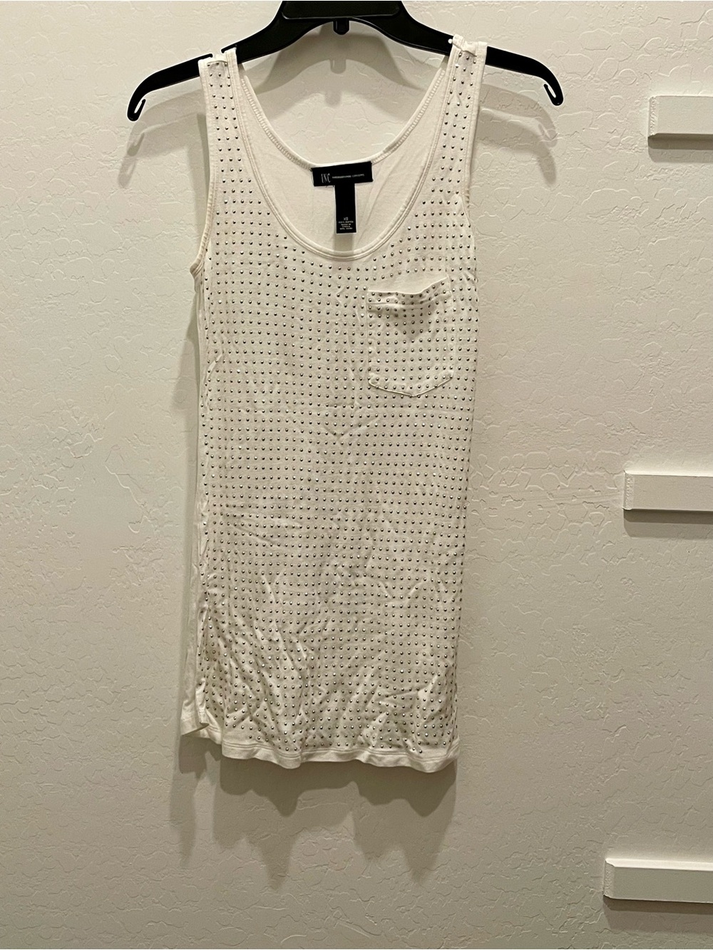 INC White Studded Tank Dress